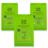 Zestaw próbek kawy organicznej Martermühle 3x250g jasna/średnia moc I Arabica I Całe organiczne ziarna kawy lekko palone, o niskiej kwasowości (68/74/426)
