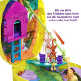 Polly Pocket GKJ64 - Przenośny kompaktowy kieszonkowy ananas z 8 zabawnymi funkcjami, lalkami Polly i Lila, 2 akcesoriami i arkuszem naklejek; zabawka dla dzieci od 4 roku życia
