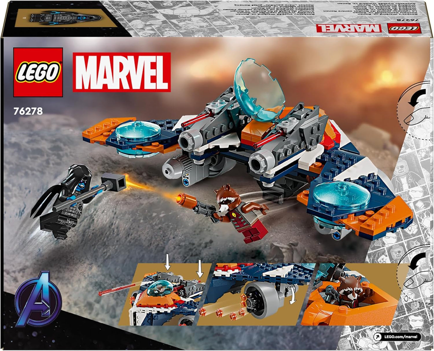 LEGO Marvel Rakiety Statek kosmiczny kontra. Zestaw statku kosmicznego Ronana do zbudowania Strażnicy Galaktyki Figurka superbohatera Prezent dla chłopców i dziewcząt w wieku 8 lat 76278 Zestawy do budowania Besuche den LEGO-Store