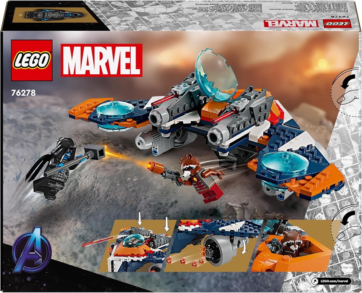 LEGO Marvel Rakiety Statek kosmiczny kontra. Zestaw statku kosmicznego Ronana do zbudowania Strażnicy Galaktyki Figurka superbohatera Prezent dla chłopców i dziewcząt w wieku 8 lat 76278 Zestawy do budowania Besuche den LEGO-Store