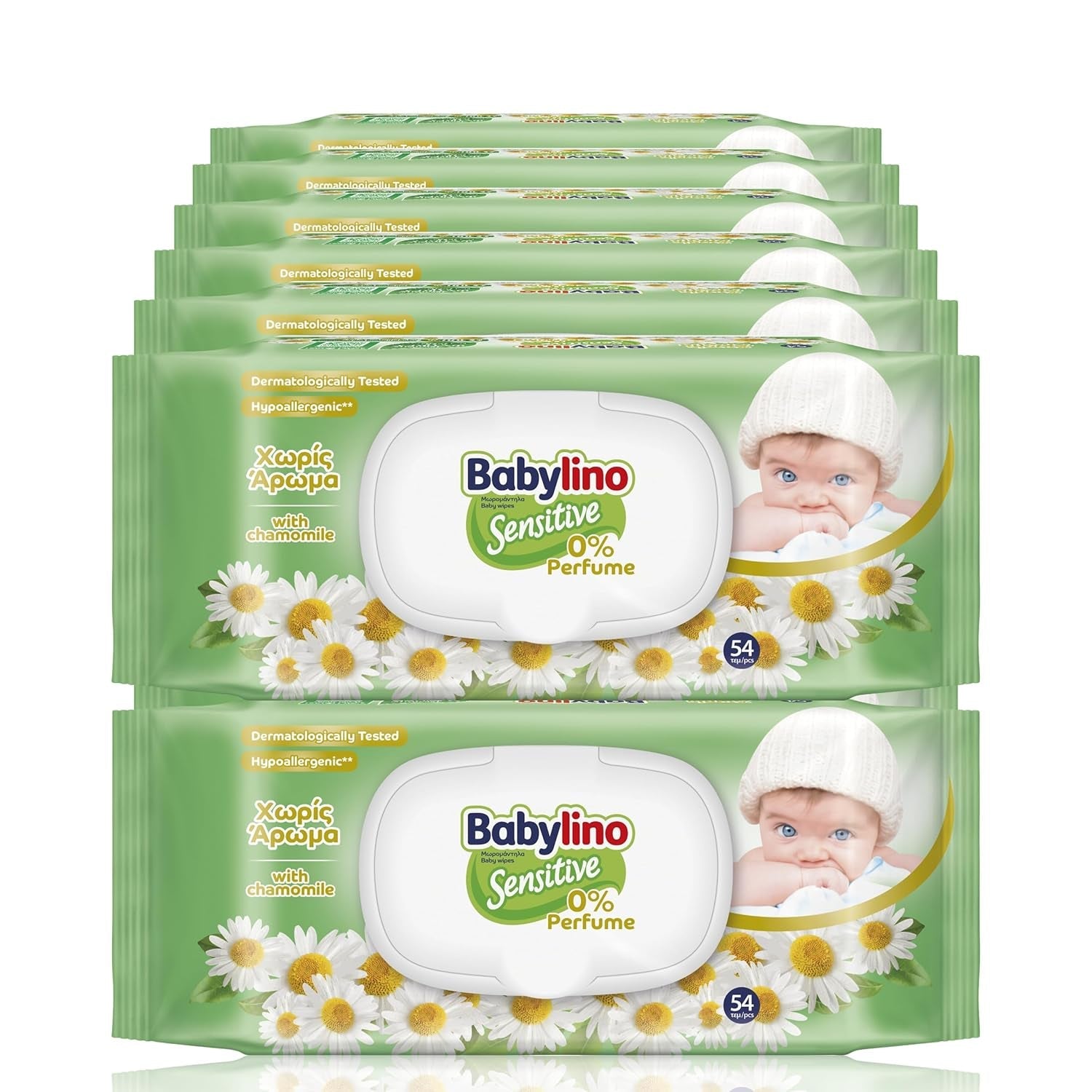 Chusteczki dla niemowląt Sensitive, 0% substancji zapachowych, 98% naturalnej formuły przywracającej równowagę pH skóry, pieczęć świeżości, 54 chusteczki