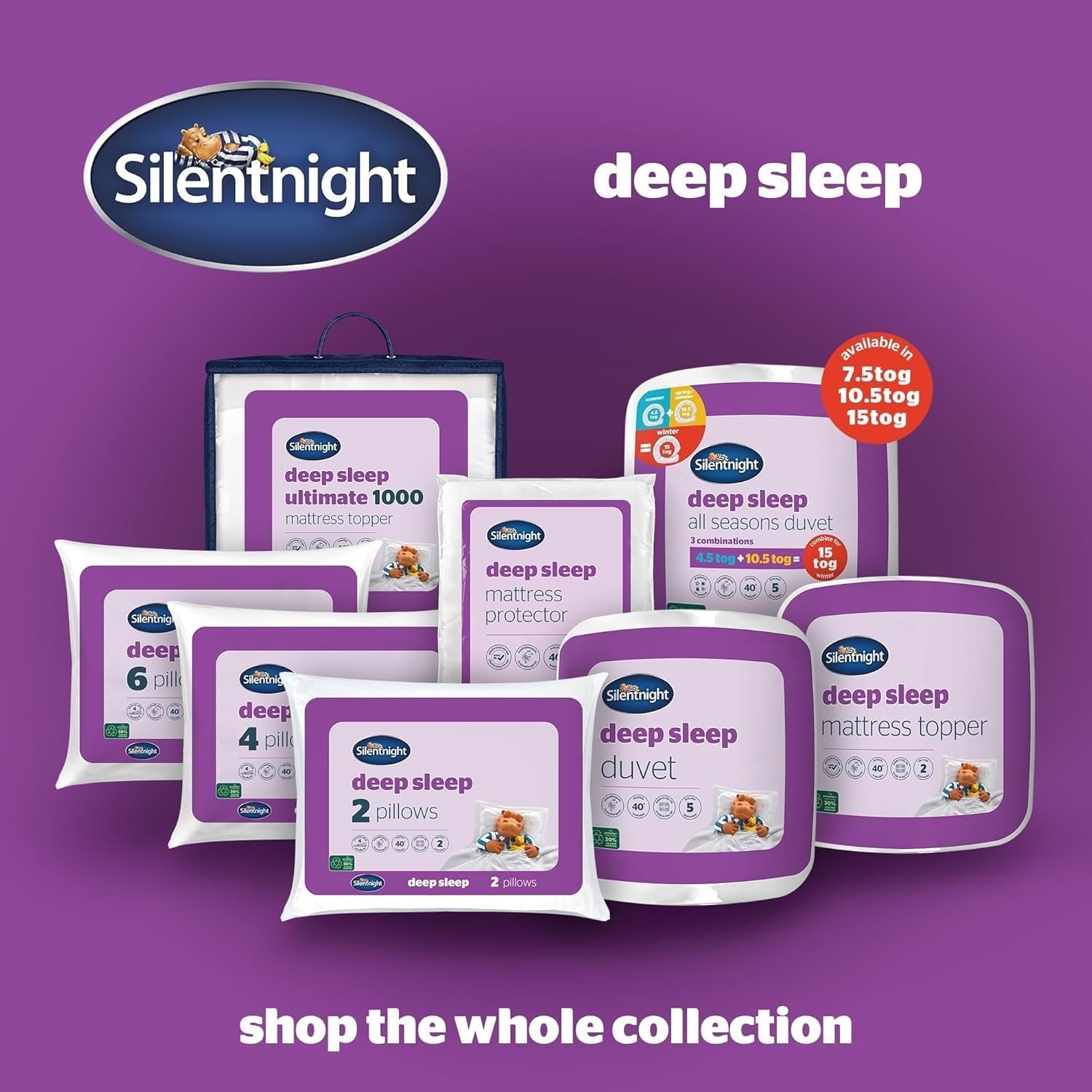 Kołdra Silentnight Deep Sleep, biała, mikrofibra, biała, łóżko pojedyncze. Kołdry i kołdry Naty Shop