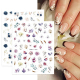 JMEOWIO Nagelsticker Frühling Blumen 10 Blatt Nail Art Naklejka Selbstklebend Nagelaufkleber Buntes Sommer Blumen Dekoration Nageldesign Zubehör