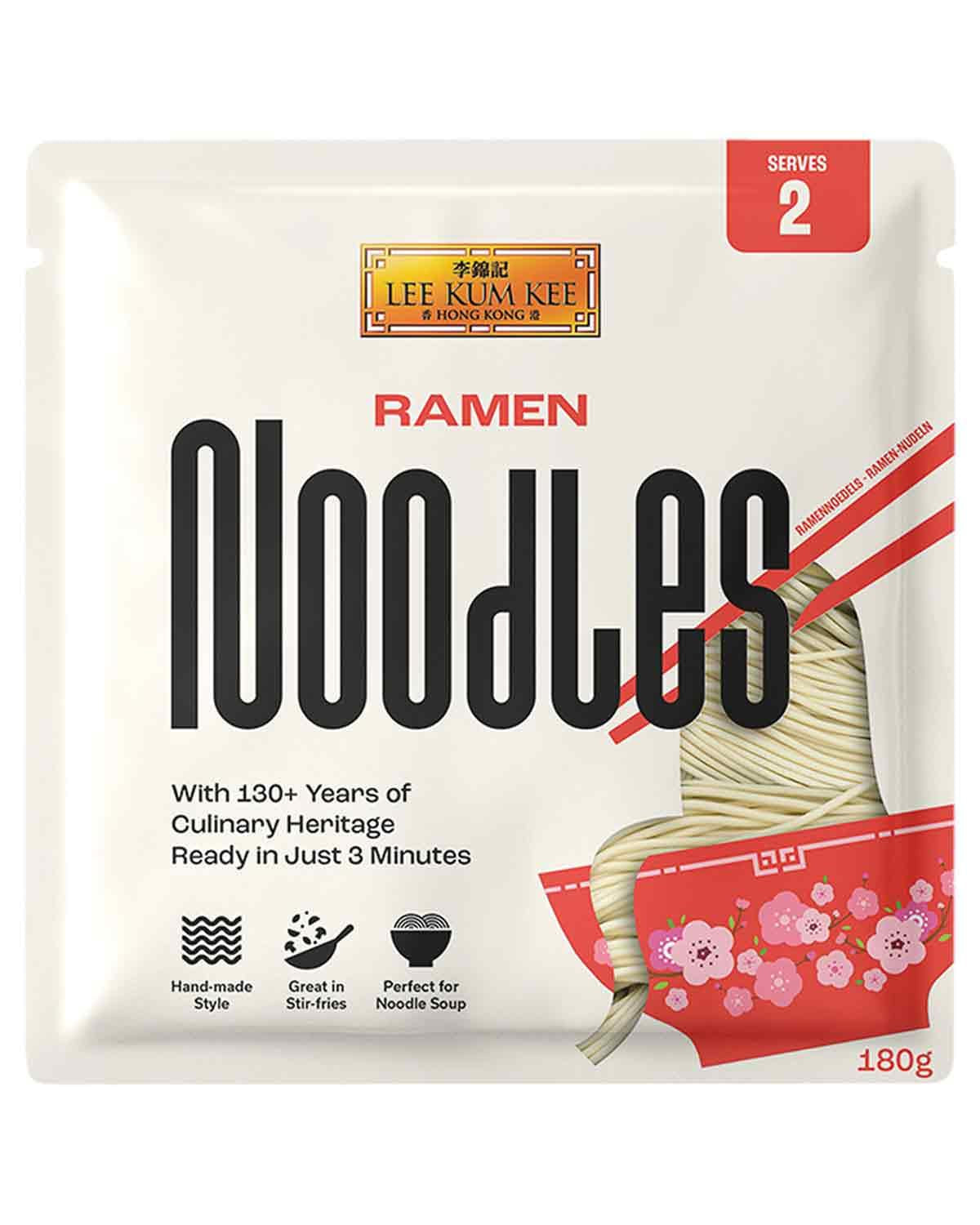 LEE KUM KEE Ramen Noodles - azjatycki ramen o delikatnej i delikatnej konsystencji, klasyk do zup ramen i dań z woka, makaron półwytrawny, opakowanie po dwie porcje, opakowanie zbiorcze 6 x 180g