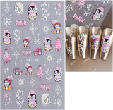 JMEOWIO Nagelsticker Weihnachten 6 Blatt Nail Art Naklejka Selbstklebend Nagelaufkleber Schneeflocke Winter Urlaub Süß Dekoration Nageldesign Zubehör