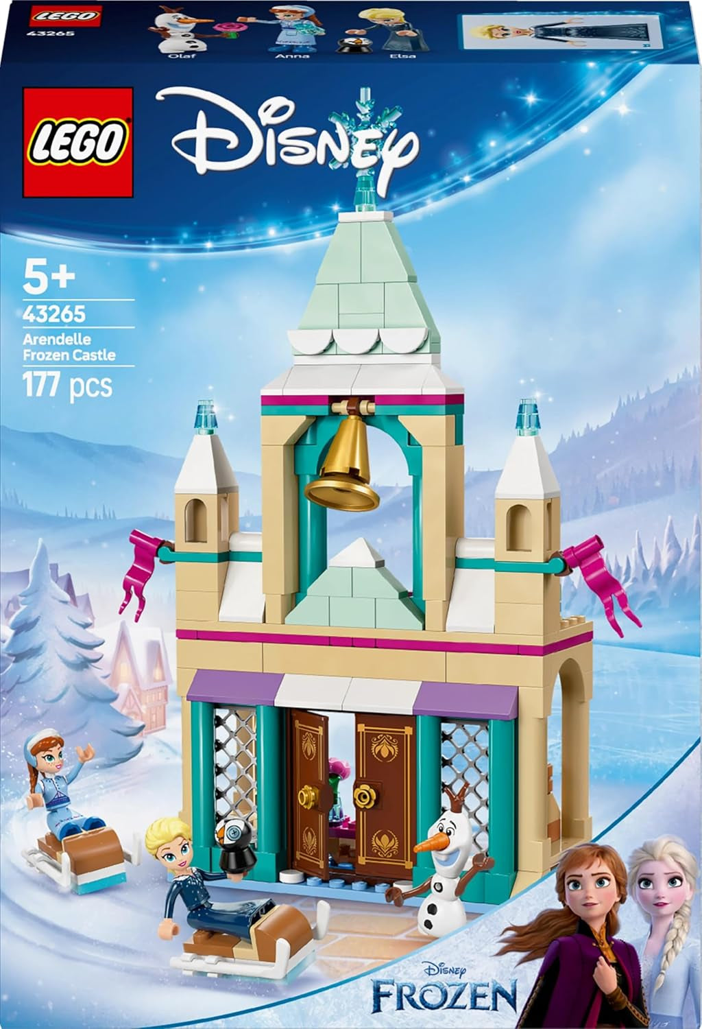 LEGO® Disney Kraina Lodu Zamek Arendelle, zabawka księżniczki z ELSA, minilaleczkami Anny i Olafa oraz figurką pingwina, zestaw fantasy, prezent dla 5-letnich dziewczynek 43265 Zestawy do budowania w sklepie LEGO