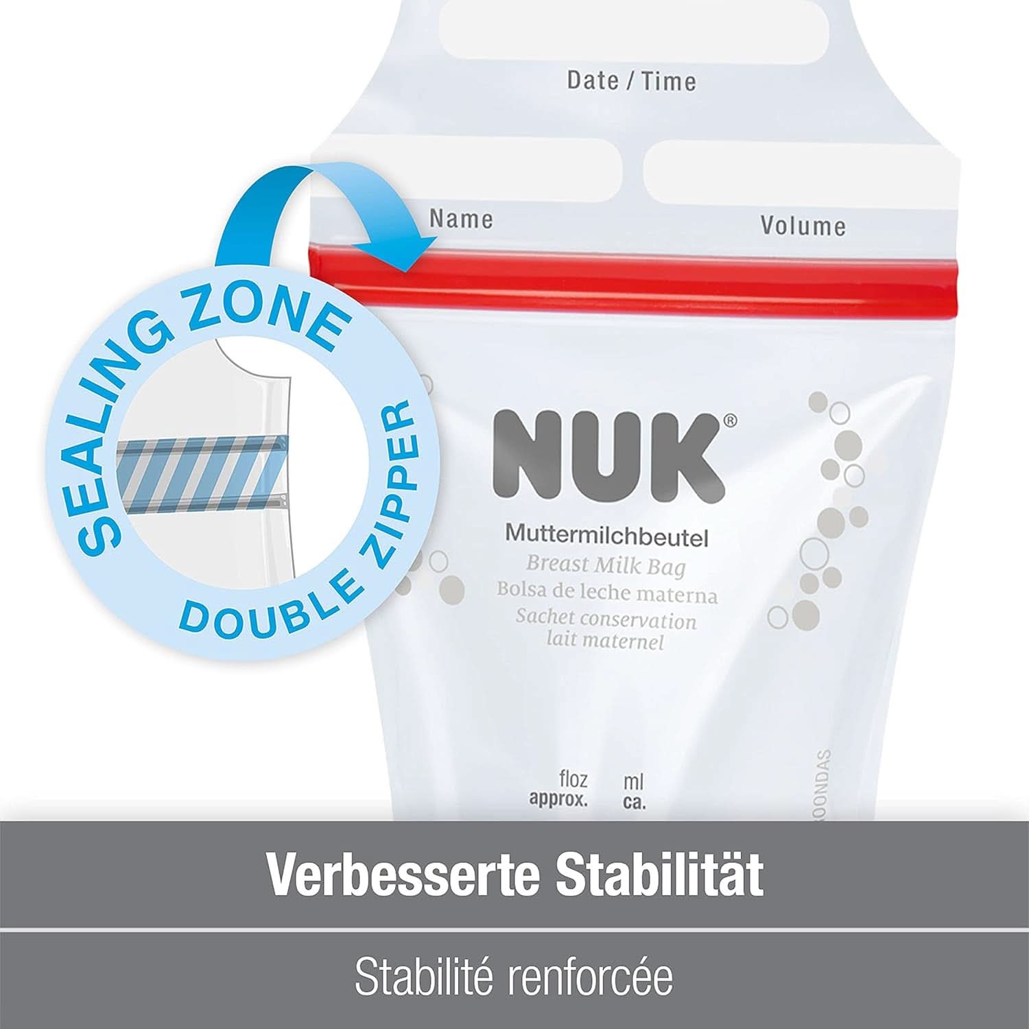 Worki na mleko matki NUK, oszczędzające miejsce i nadające się do natychmiastowego użycia, 180 ml, 25 szt., przezroczyste Dodatki Żywność i karmienie piersią Sklep Bebe Naty