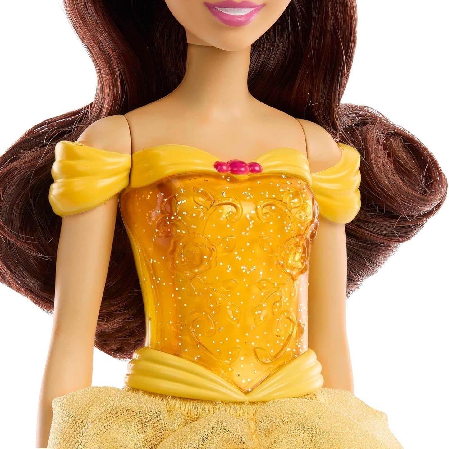 Mattel Disney Princess Zabawka Ruchoma lalka Belle Fashion z błyszczącymi ubraniami i akcesoriami Prezent dla dzieci inspirowany filmami Disneya HLW11 Naty Shop Dolls