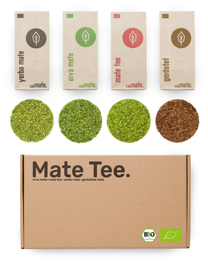 Zestaw do degustacji herbat Mate ● 4 odmiany organicznej herbaty Mate ● po 100 g Erva Mate + Yerba Mate + Herbata Green Mate + Herbata Palona Mate