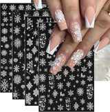 JMEOWIO Nagelsticker Weihnachten Weiß Glitter 8 Blatt Nail Art Naklejka Selbstklebend Nagelaufkleber Schneeflocke Zimowe wakacje Dekoracja Nageldesign Zubehör