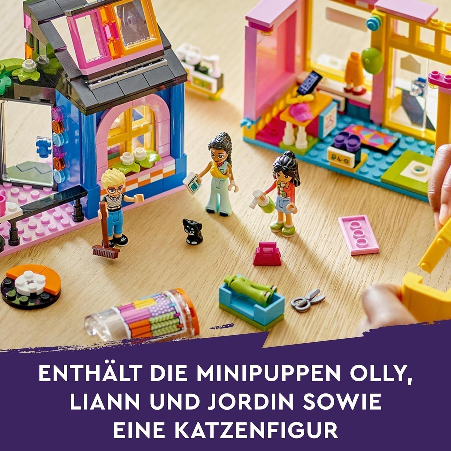LEGO Friends Zestaw do budowania sklepu z modą vintage dla dzieci ze sklepem z zabawkami, figurkami i kotem, model do odgrywania ról zapewniający rozwój społeczno-emocjonalny, prezent dla 6-letnich dziewcząt i chłopców 42614 Zestawy do budowania Besuche den LEGO-Store