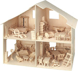 Pebaro Donau Elektronik _M880 Puzzle 3D Domek dla lalek z meblami, 30 x 30 x 30 cm, naturalny
