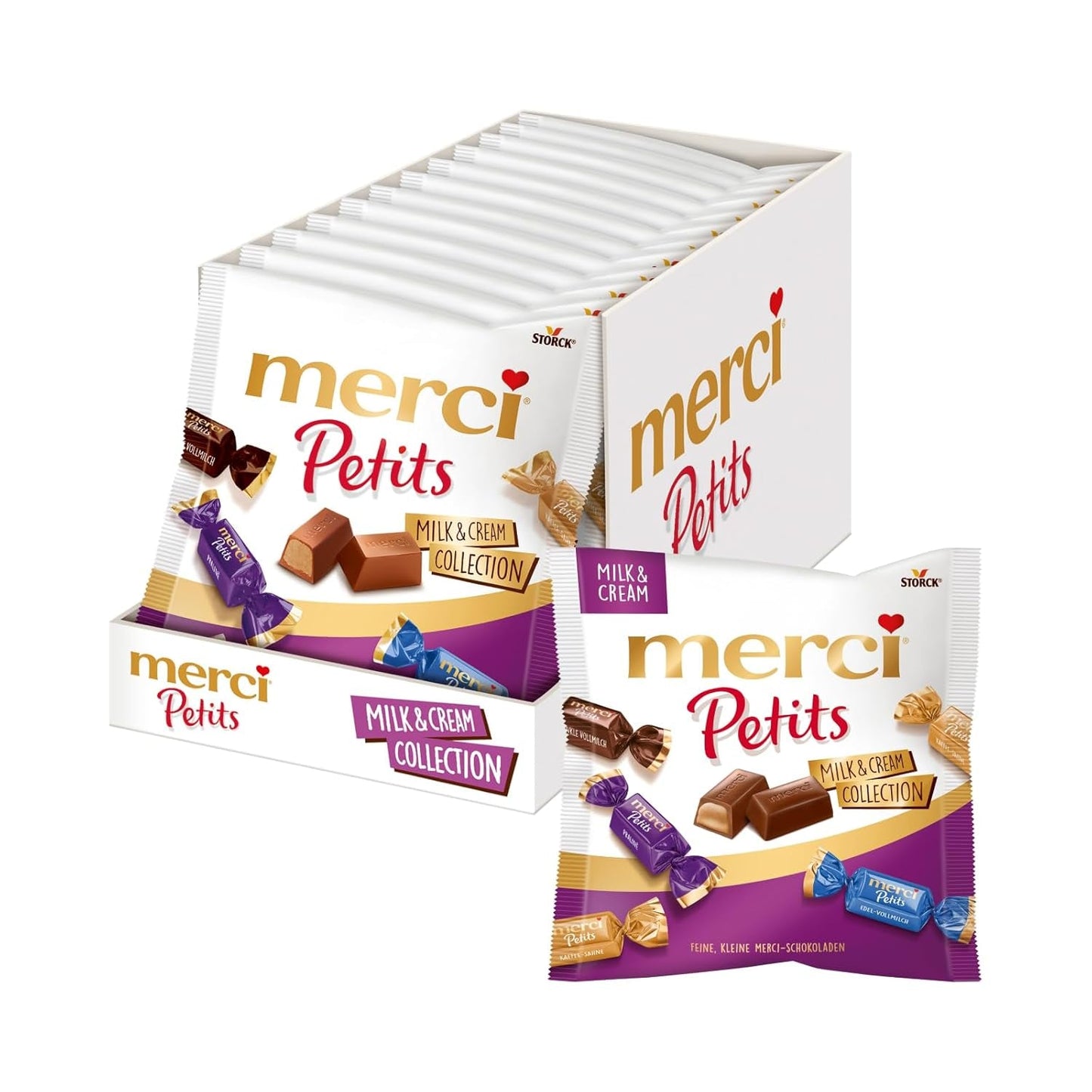 Krem kawowy Merci Petits - 12 x 125 g - Małe praliny z białej czekolady na delikatnej czekoladzie z kremem kawowym - Praliny czekoladowe pakowane pojedynczo