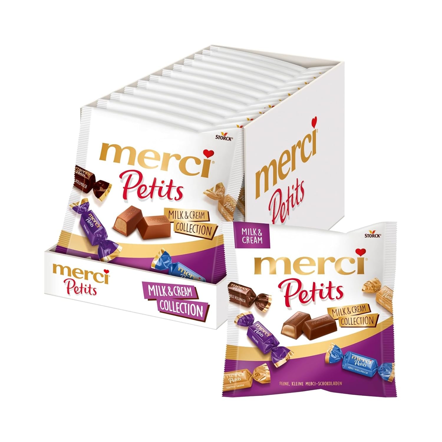 Krem kawowy Merci Petits - 12 x 125 g - Małe praliny z białej czekolady na delikatnej czekoladzie z kremem kawowym - Praliny czekoladowe pakowane pojedynczo