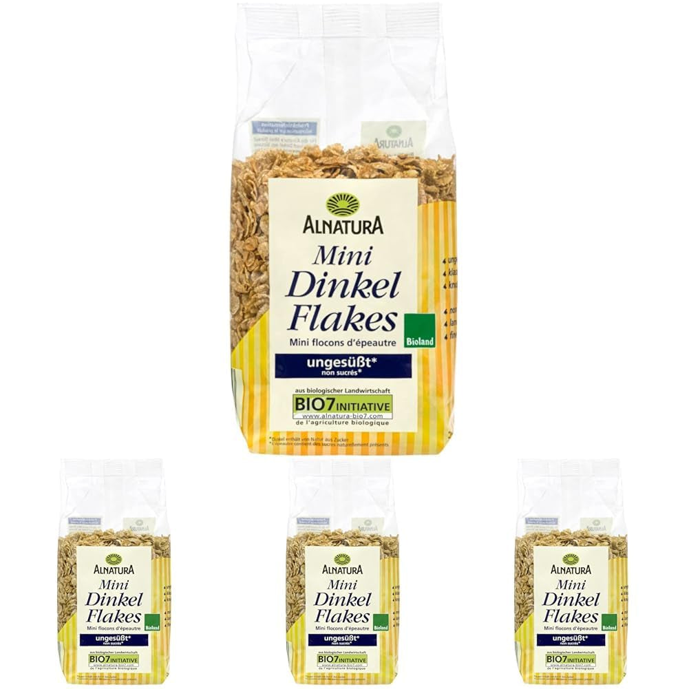 Mini Płatki Orkiszowe - Jakość Organiczna - Niesłodzone, Chrupiące - Śniadanie, 175g