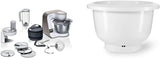 Robot kuchenny Bosch Series 4 MUM5X720, zintegrowana waga, miska ze stali nierdzewnej 3,9 l, mikser 1,25 l, 1000 W Akcesoria Żywność i karmienie piersią Baby Naty Shop Opakowanie z miską do miksowania Champagne White 2 akcesoria