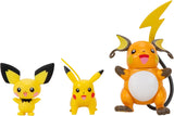 Pokemon PKW2778 Wybierz 3-pak z Pichu i Pikachu oraz 7,6 cm Raichu Figurki bojowe Evolution Multipack Style 2 Figurki Naty Shop Multipack - Pichu, Pikachu, Raichu