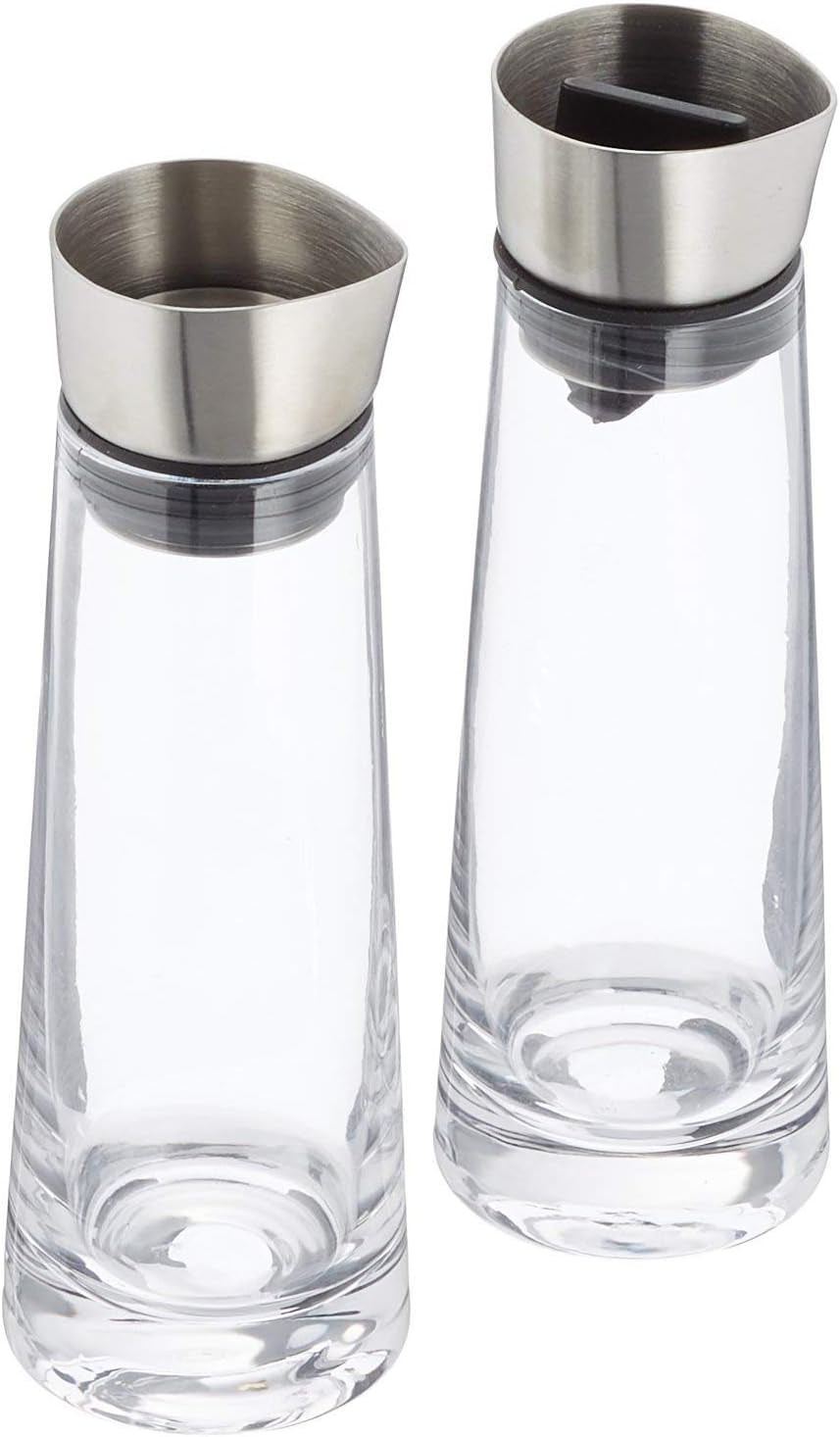 blomus -MACCHIATO- Szklany zestaw do cukru i śmietanki, pojemność 180ml, pokrywka ze stali nierdzewnej, do herbaty i kawy, wysoka jakość wykonania, ekskluzywny wygląd (wys./szer./gł.: 17 x 5,4 x 5,4 cm, przezroczysty, 63510)