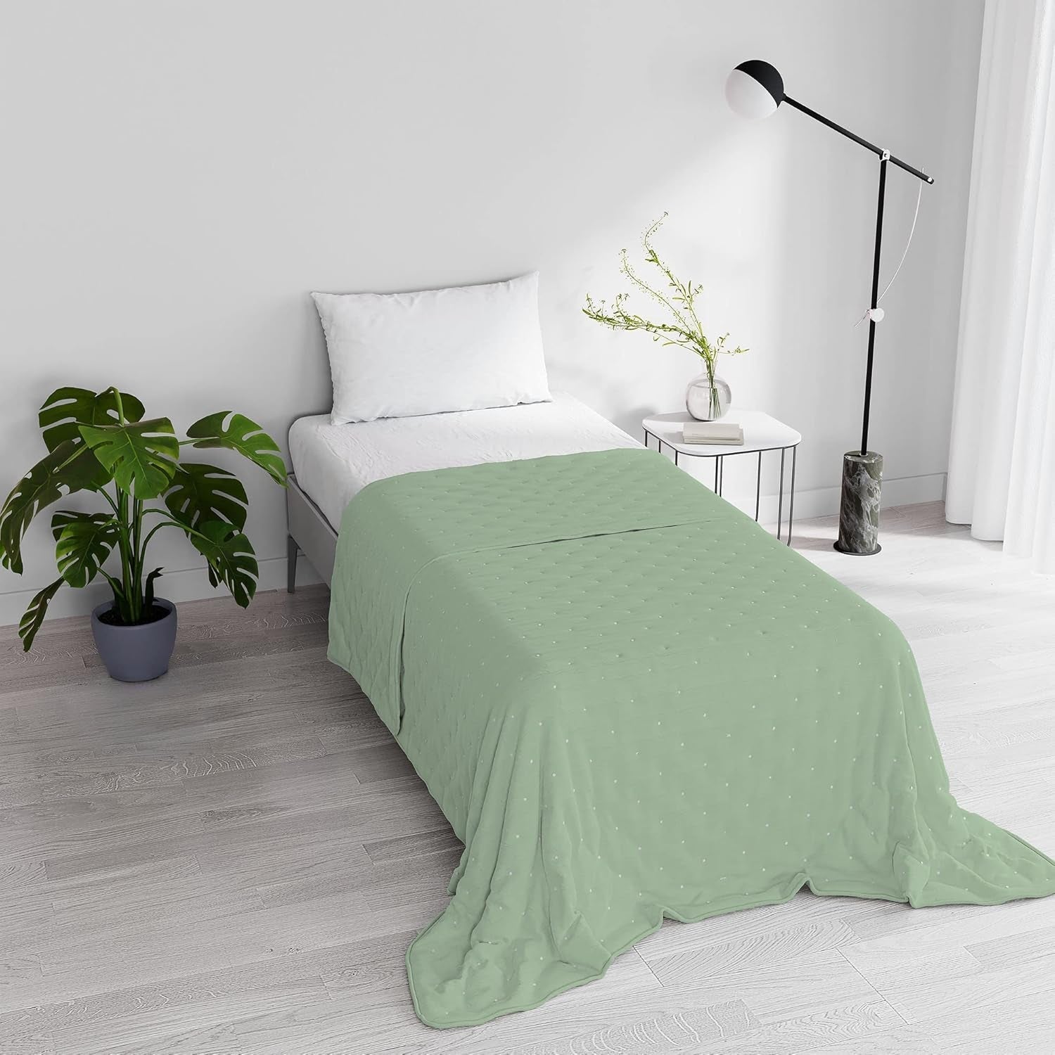 Elegancka kołdra letnia, pikowana, zielona, 170 X 250 cm Kołdry i kołdry Naty Shop Verdino 170X250Cm