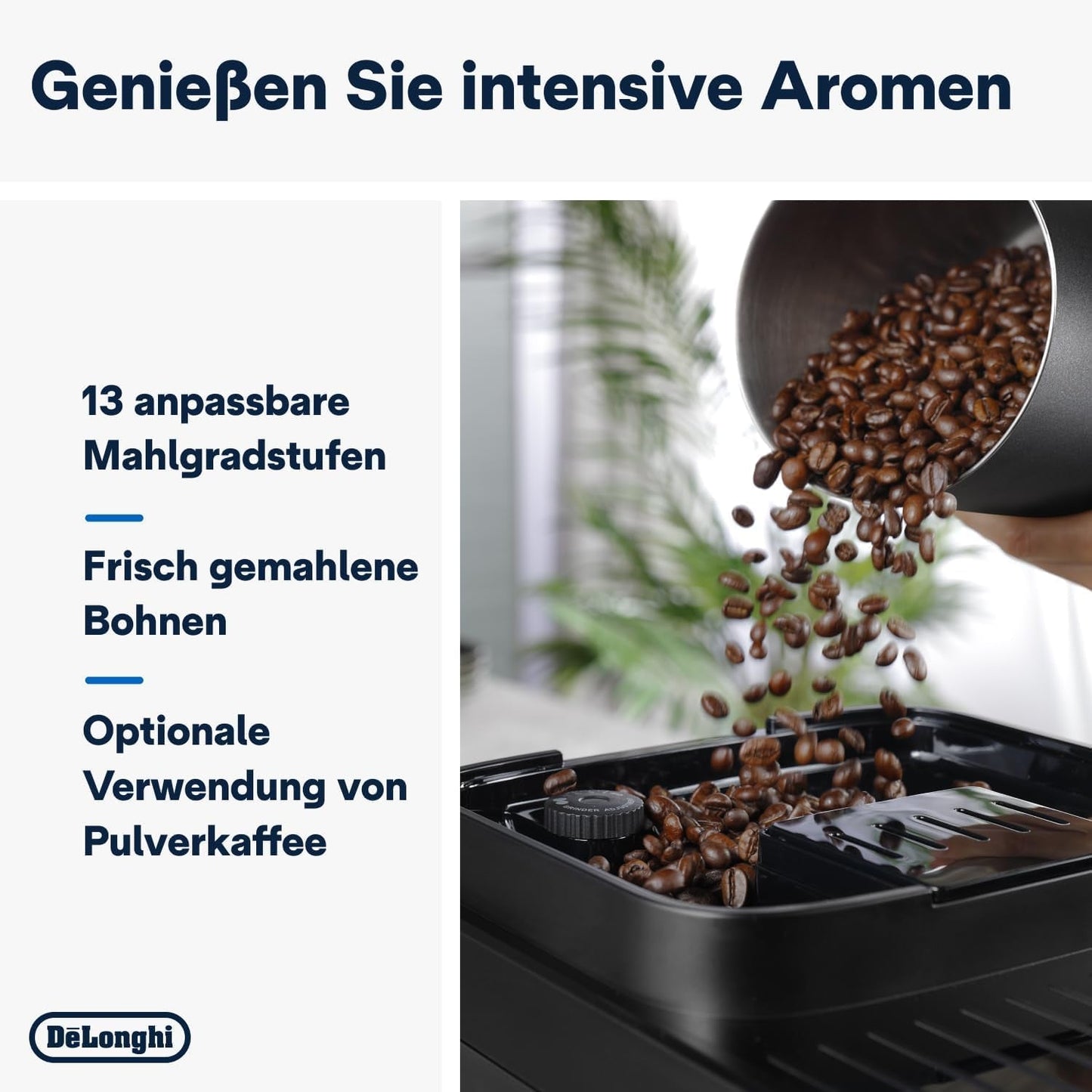 De'Longhi Magnifica Evo Next - W pełni automatyczny ekspres Perfetto ze spieniaczem do mleka LatteCrema, 13 napojów za jednym dotknięciem, ekspres do kawy i cappuccino, kolorowy ekran dotykowy, tytan (ECAM312.80.TB)