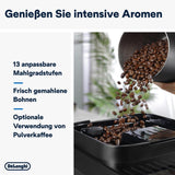 De'Longhi Magnifica Evo Next - W pełni automatyczny ekspres Perfetto ze spieniaczem do mleka LatteCrema, 13 napojów za jednym dotknięciem, ekspres do kawy i cappuccino, kolorowy ekran dotykowy, tytan (ECAM312.80.TB)