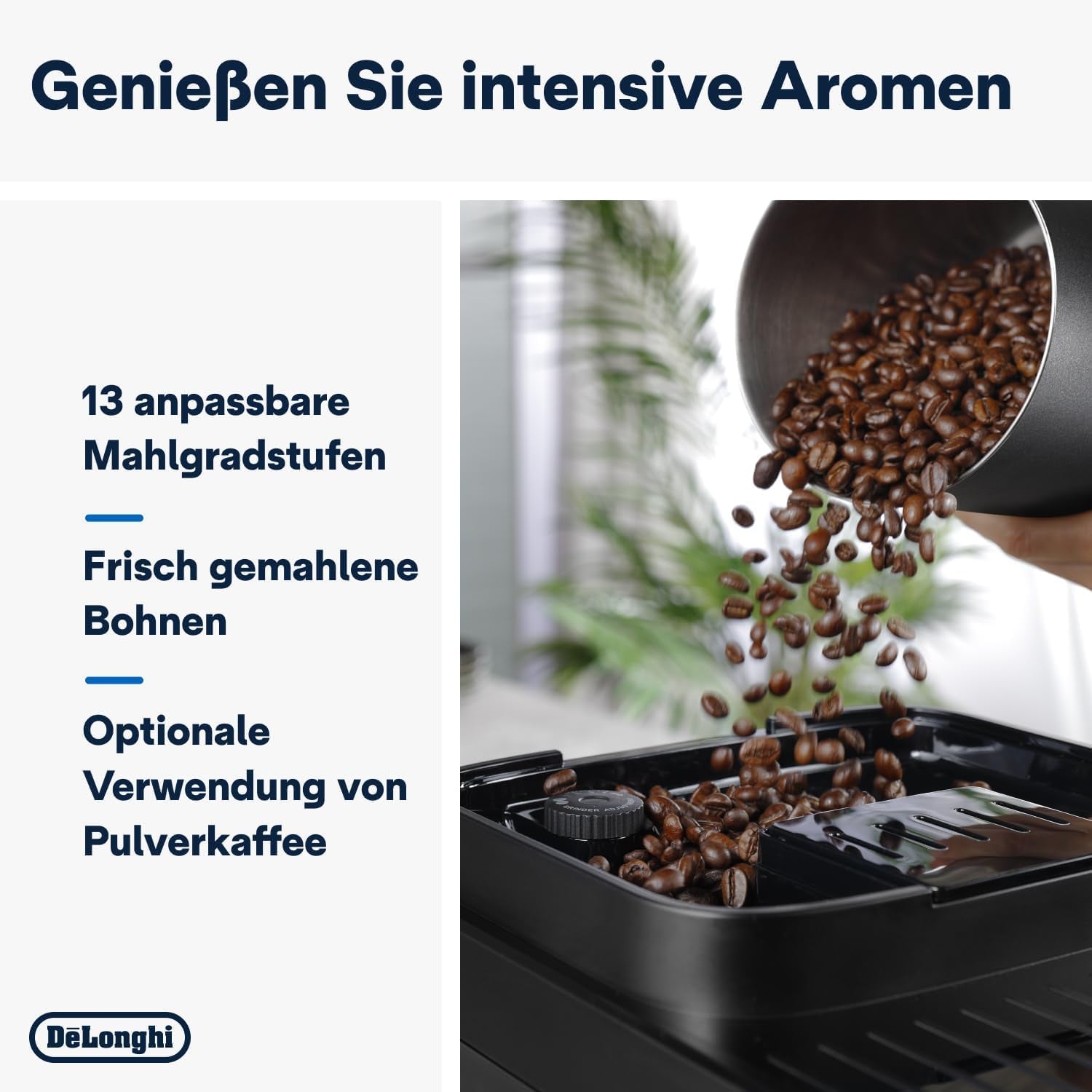 De'Longhi Magnifica Evo Next - W pełni automatyczny ekspres Perfetto ze spieniaczem do mleka LatteCrema, 13 napojów za jednym dotknięciem, ekspres do kawy i cappuccino, kolorowy ekran dotykowy, tytan (ECAM312.80.TB)