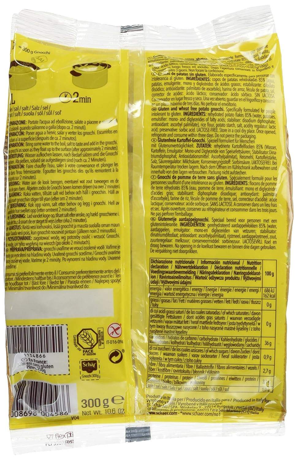 Gnocchi bezglutenowe, 300g, opakowanie 6 szt