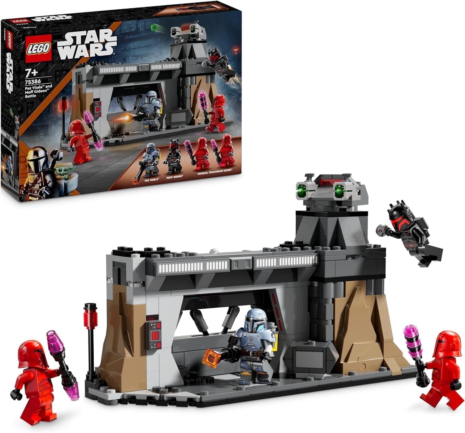 LEGO Star Wars: Mandalorianski pojedynek pomiędzy Paz Vizslą i Moffem Gideonem, kolekcjonerska zabawka do budowania dla dzieci, pomysł na prezent dla kreatywnych chłopców i dziewcząt w wieku powyżej 7 lat, Mandalorianska zabawka 75386 Zestawy do budowania Beuche den LEGO-Store Default Title