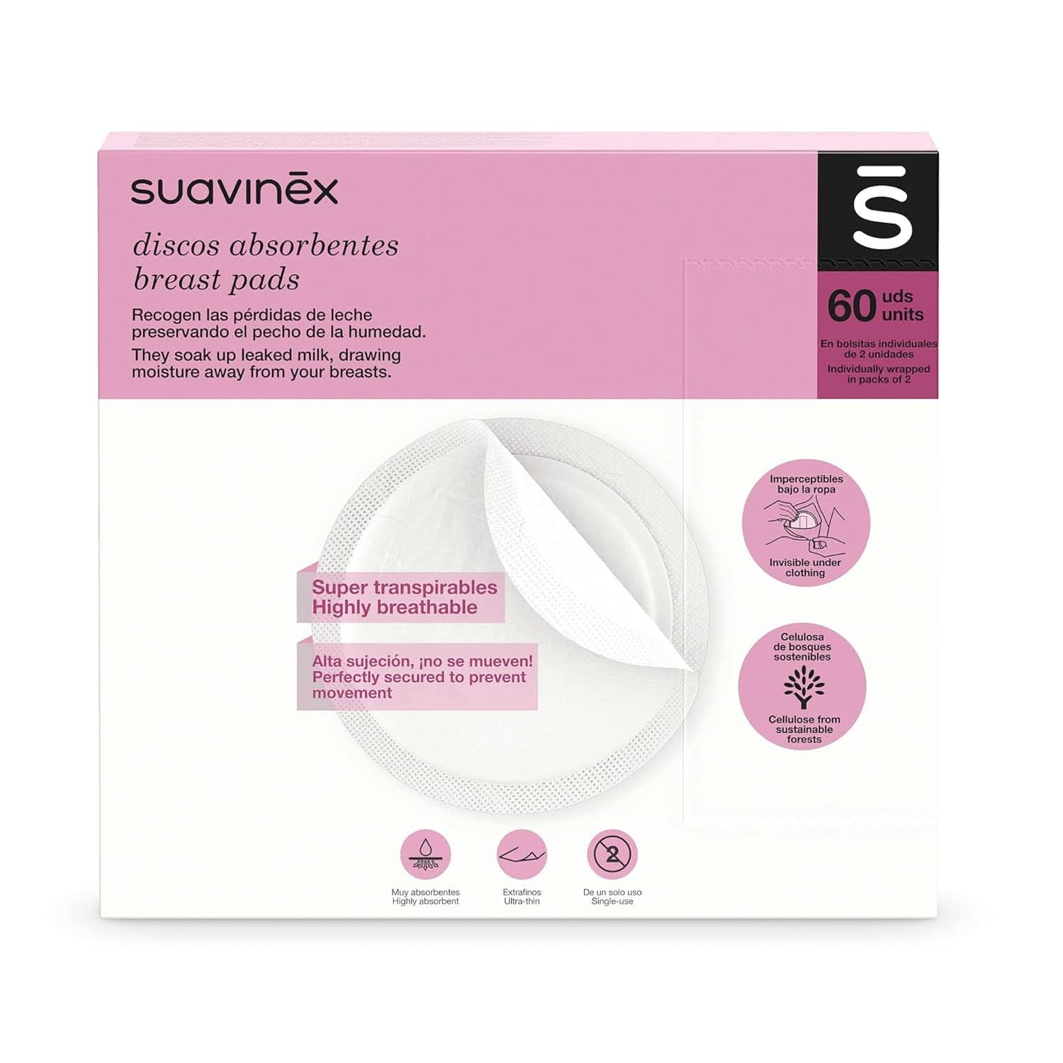 Suavinex 3182126 - Tampon do karmienia piersią, 60 szt. Akcesoria Żywność i karmienie piersią Bebe Naty Shop