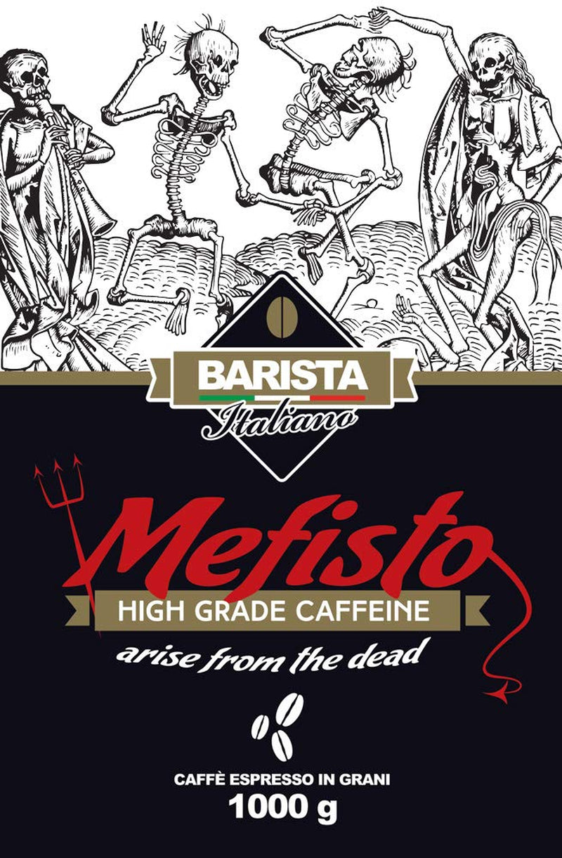 🔱 Mephisto - Ekstremalnie Mocna Kawa 🔱 Kawa ziarnista 1 kg 🔱 Kawa o wysokiej zawartości kofeiny 🔱 Solidny Premium
