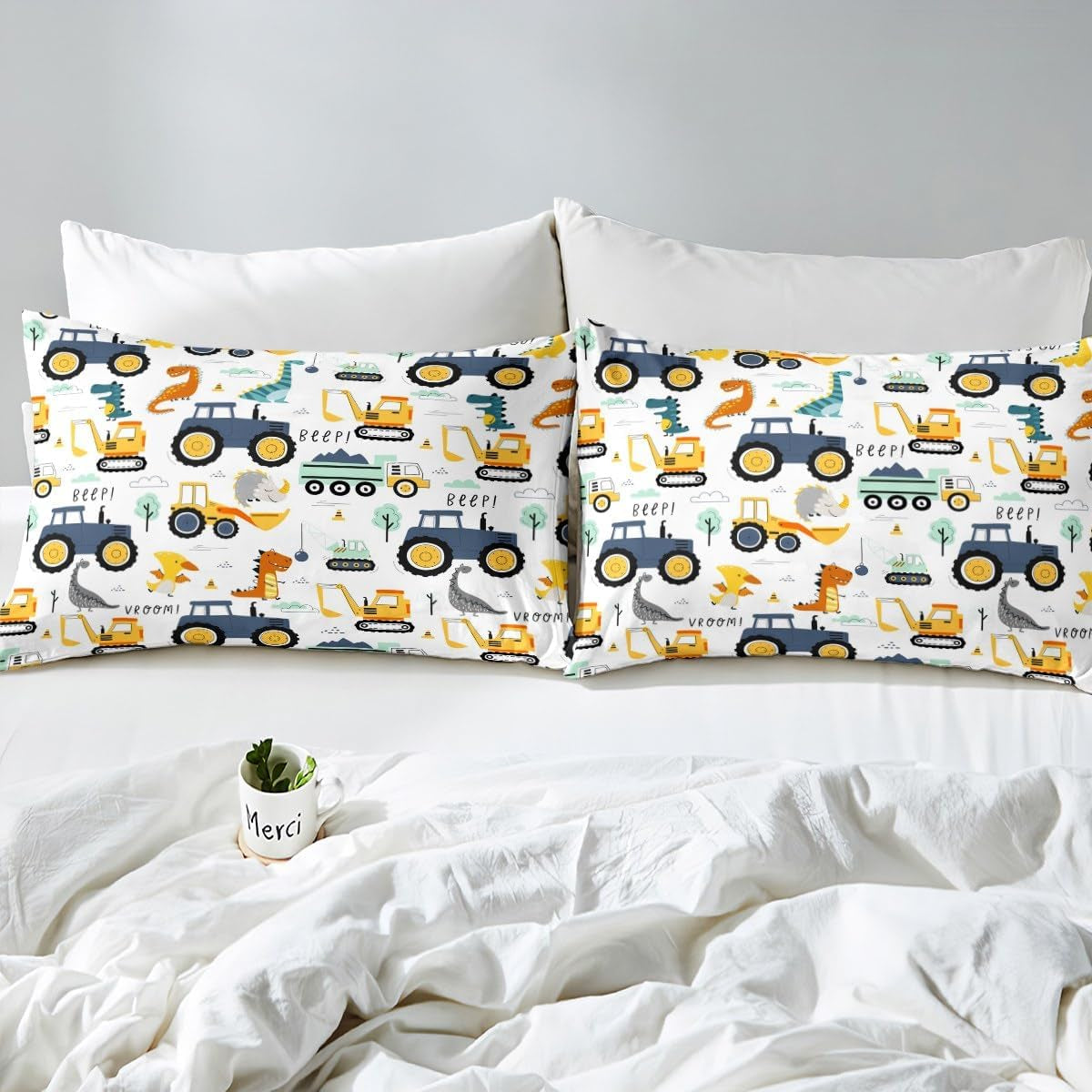 Zestaw pościeli samochodowej Jungen 135X200,Kinder Bau Fahrzeuge Tröster Abdeckung Für Kind Kleinkind Teens,Dinosaurier Bettbezug,Traktor Maschinerie Bagger Bettdecke Abdeckung,Lkw Autos Bettdecke Naty Shop