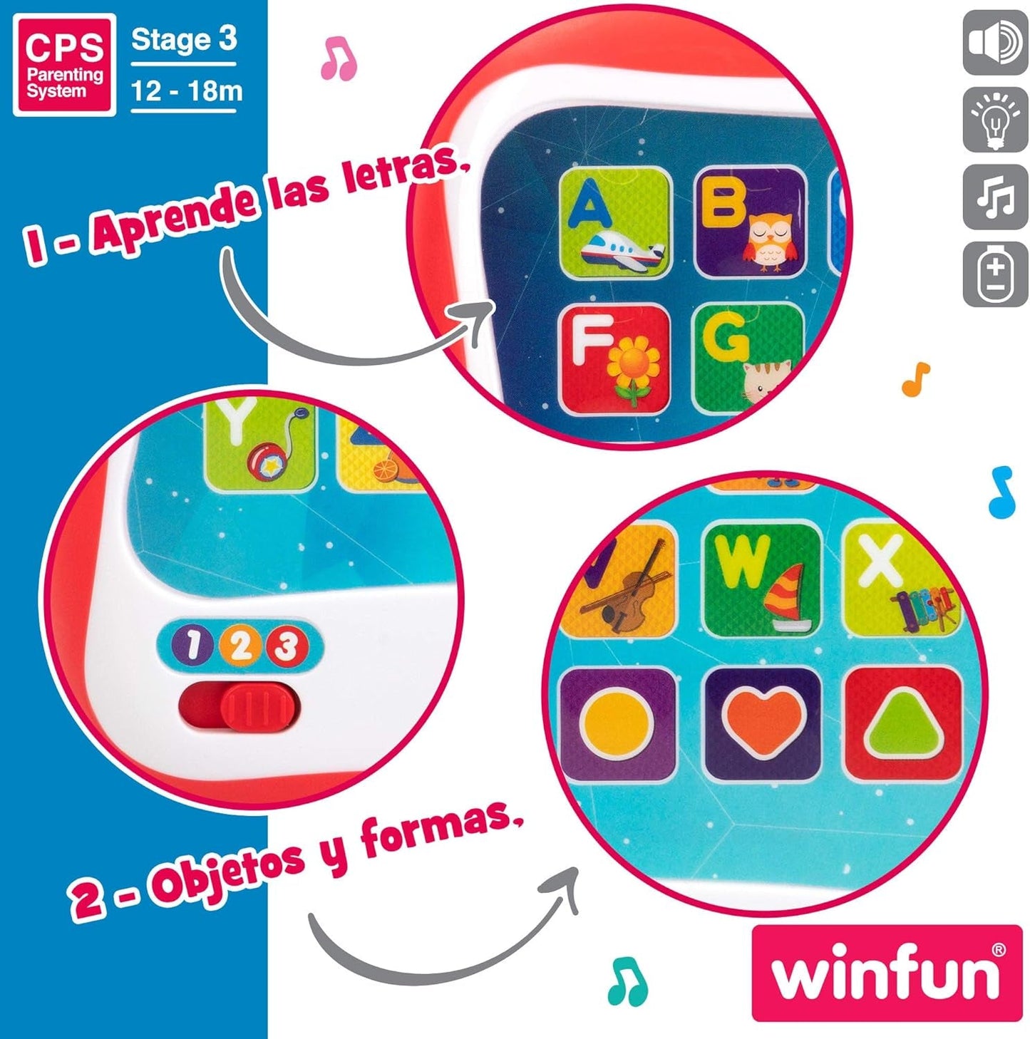 winfun ColorBaby 44256 Taca edukacyjna ze światłem i dźwiękiem. Zabawki dla dzieci Naty Shop