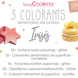 Scrapcooking - Zestaw 3 metalicznych barwników spożywczych - Barwniki spożywcze: złoto, różowe złoto i rubin - Jadalny barwnik spożywczy do pieczenia, ciast, ciasteczek, ciast, czekolady - 4019