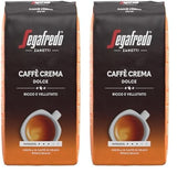 Segafredo Zanetti Caffè Crema Dolce - Całe ziarna (opakowanie 1 kg) - Pasuje do Caffè Crema - Kawa ziarnista jasno i średnio palona o łagodnym i zrównoważonym smaku (2 opakowania)