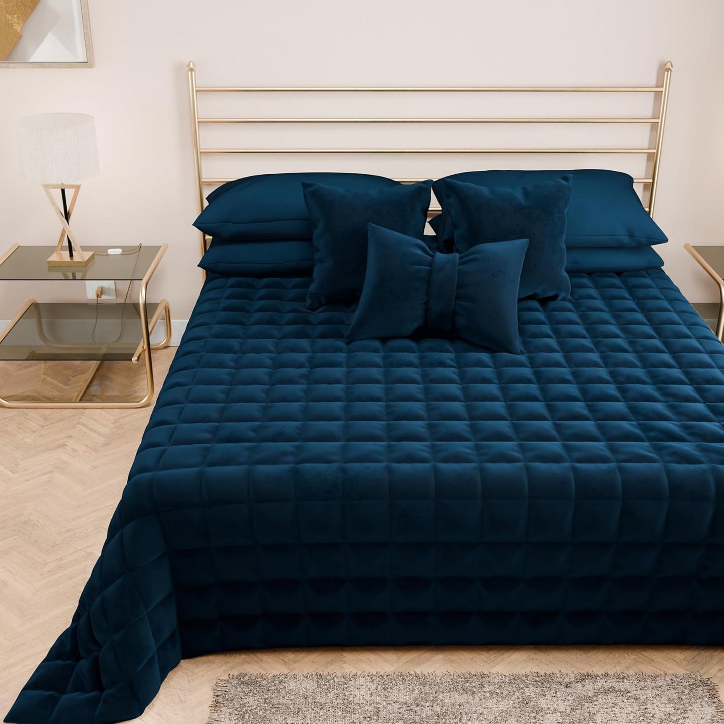 PETTI Artigiani Italiani - Narzuta na łóżko pojedyncze, narzuta dwustronna, narzuta sprężynowa, granatowy, biały, 100% Made in Italy Kołdry i kołdry Naty Shop Blue Una Piazza E Mezza