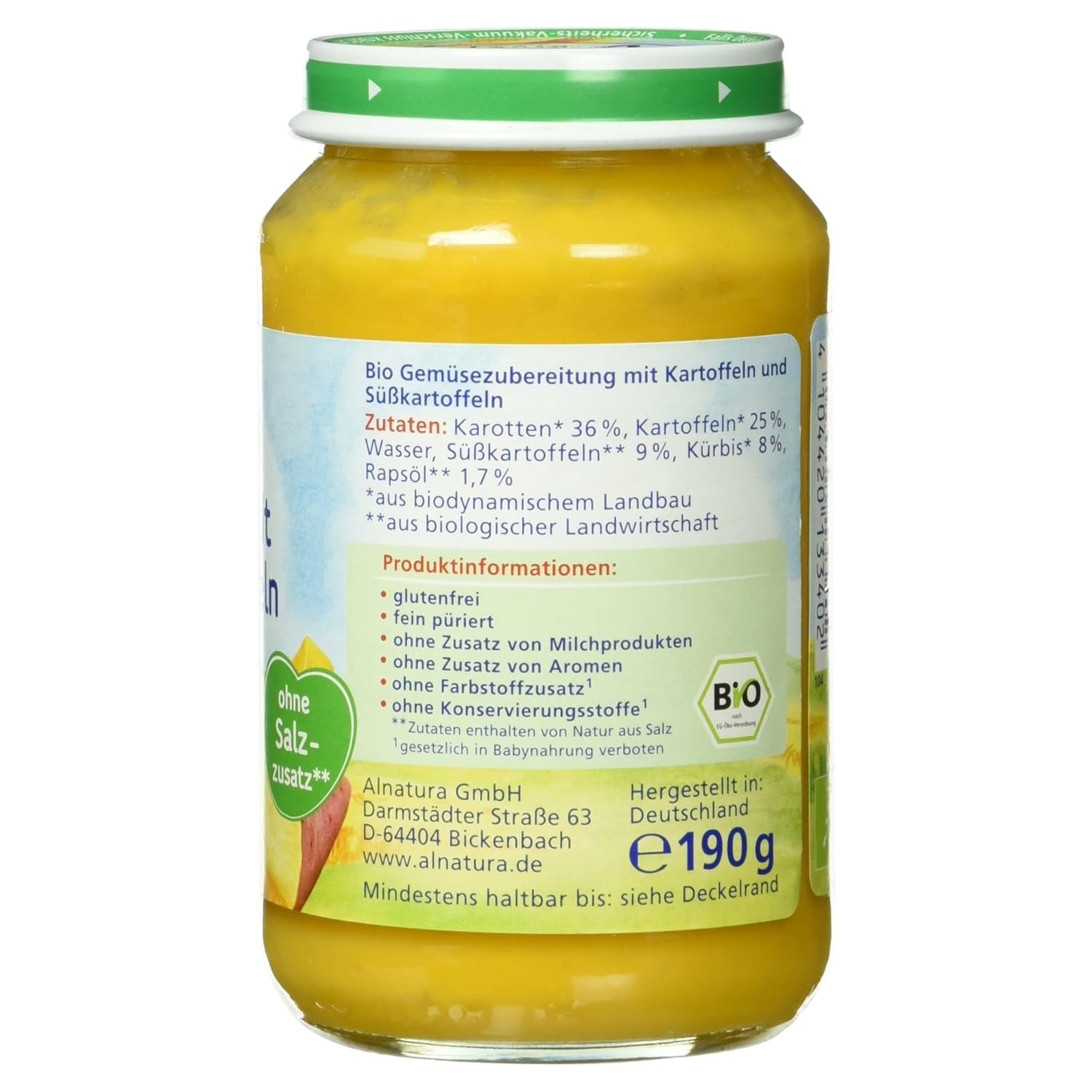 Ekologiczne warzywa z batatami, po 4 miesiącu, 190g