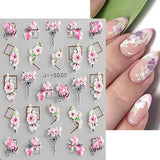JMEOWIO 3D Nagelsticker Frühling Blume Nail Art Naklejka Selbstklebend Nagelaufkleber 5D Stereoskopisch Blumen Dekoration Nageldesign Zubehör 4 Blatt