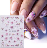 JMEOWIO 3D Nagelsticker Blumen Nail Art Naklejka Selbstklebend Nagelaufkleber 5D Stereoskopisch Frühling Sommer Dekoration Nageldesign Zubehör 4 Blatt