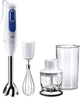 Braun Multiquick 3 MQ 3000 Smoothie+ Stabmixer – Pürierstab Mit 2 Geschwindigkeiten, Powerbell plus Und Splashcontrol-Technologie, 700 Watt, Inkl. 600 ml Mix- & Messbecher, Blau/Weiß Kitchen Naty Shop Mq3025 Omlet