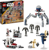 LEGO Star Wars 75372 Zestaw bojowy żołnierza klonów i droida bojowego, zawiera zestaw bojowy 4 minifigurki, 5 droidów i ścigacz ze strzelcem — zabawka do budowania dla chłopców i dziewcząt w wieku od 7 lat Zestawy do budowania Zestaw bojowy w sklepie LEGO