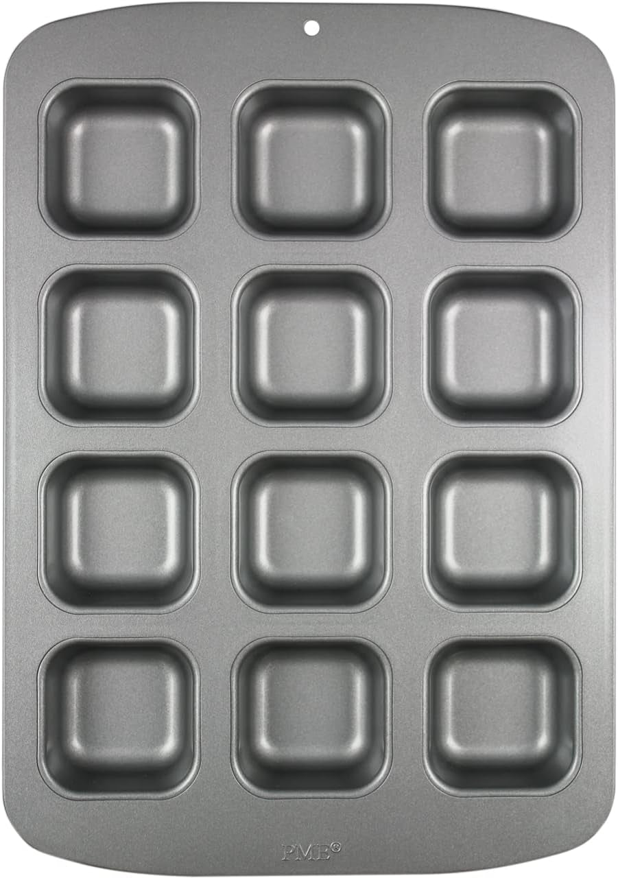 CSB106 Quadratische Antihaftbeschichtete Backform Mit 12 Minilöchern Aus Karbonstahl, Edelstahl, Silver, 37,3 X 26,1 X 3,1 Cm Formy i blachy do pieczenia Naty Shop