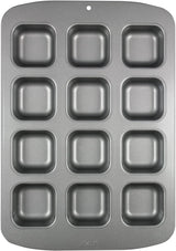 CSB106 Quadratische Antihaftbeschichtete Backform Mit 12 Minilöchern Aus Karbonstahl, Edelstahl, Silver, 37,3 X 26,1 X 3,1 Cm Formy i blachy do pieczenia Naty Shop