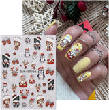 JMEOWIO 3D Nagelsticker Weihnachten Glitzer Nail Art Naklejka Selbstklebend Nagelaufkleber 5D Stereoskopisch Schneeflocke Winterurlaub Süß Dekoration Nageldesign Zubehör 4 Blatt