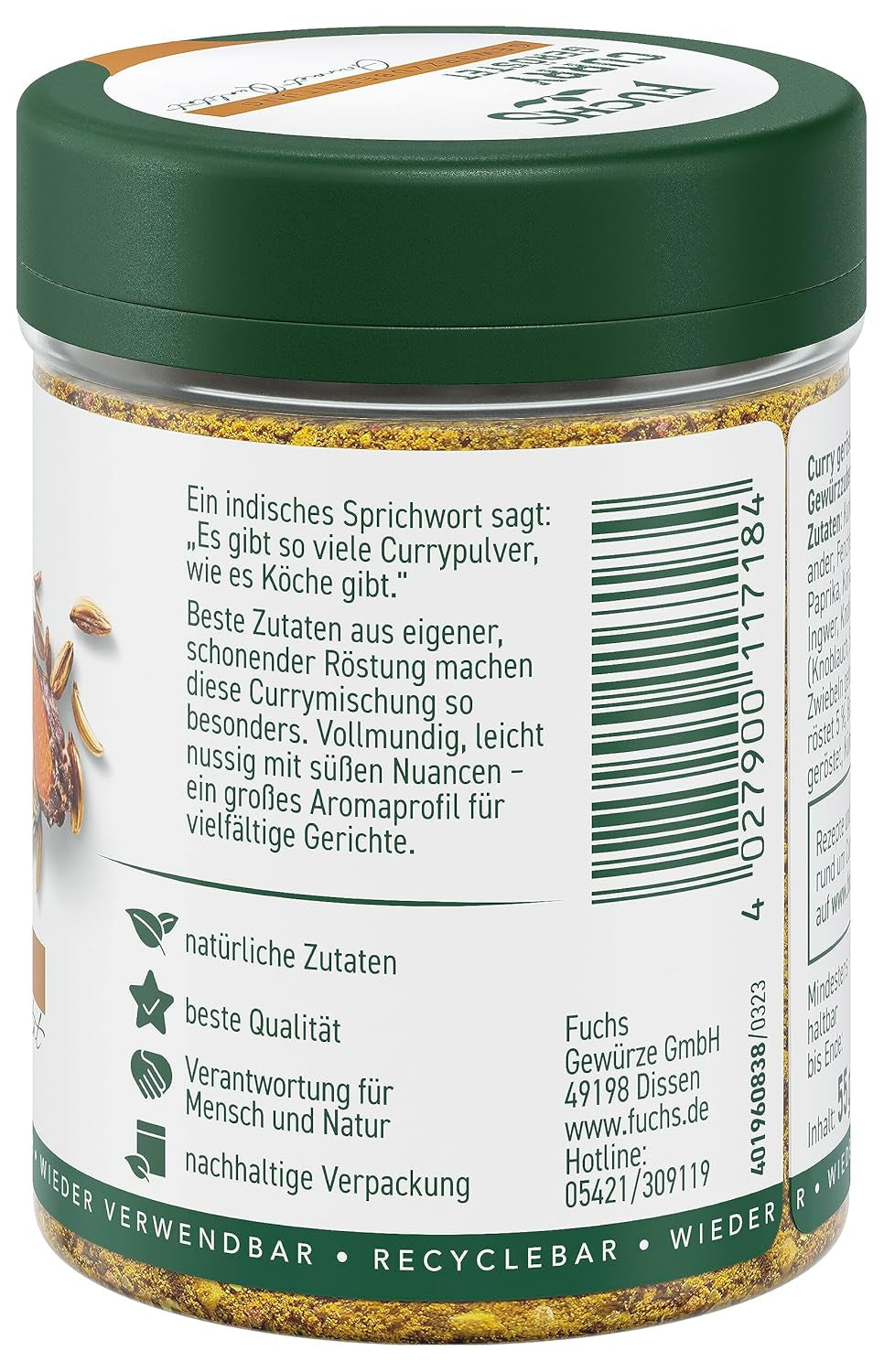 Fuchs Gewürze Curry, pieczone, 55 g