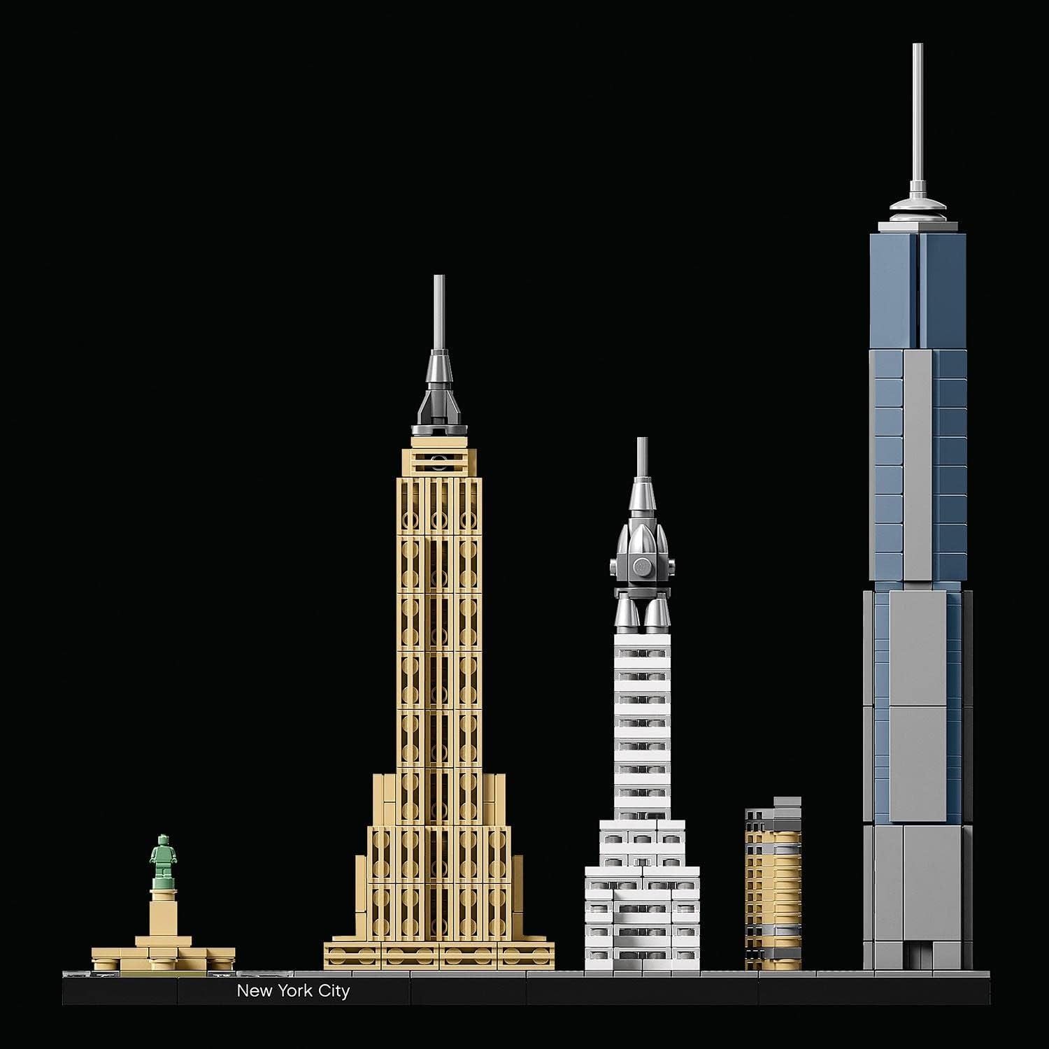 Zestaw LEGO Architecture Nowy Jork, model panoramy miasta z World Trade Center i Statuą Wolności, rękodzieło dla dorosłych, dekoracje do domu i biura, prezenty dla kobiet i mężczyzn 21028 Zestawy do budowania Besuche w sklepie LEGO