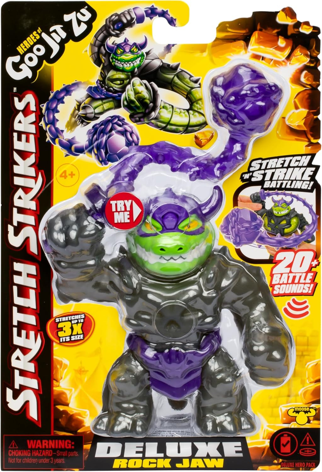 Heroes of Goo Jit Zu Stretch Strikers Deluxe Hero Pack Rock Jaw Rozciągliwa figurka z ponad 20 fajnymi figurkami wyposażenia bojowego Naty Shop