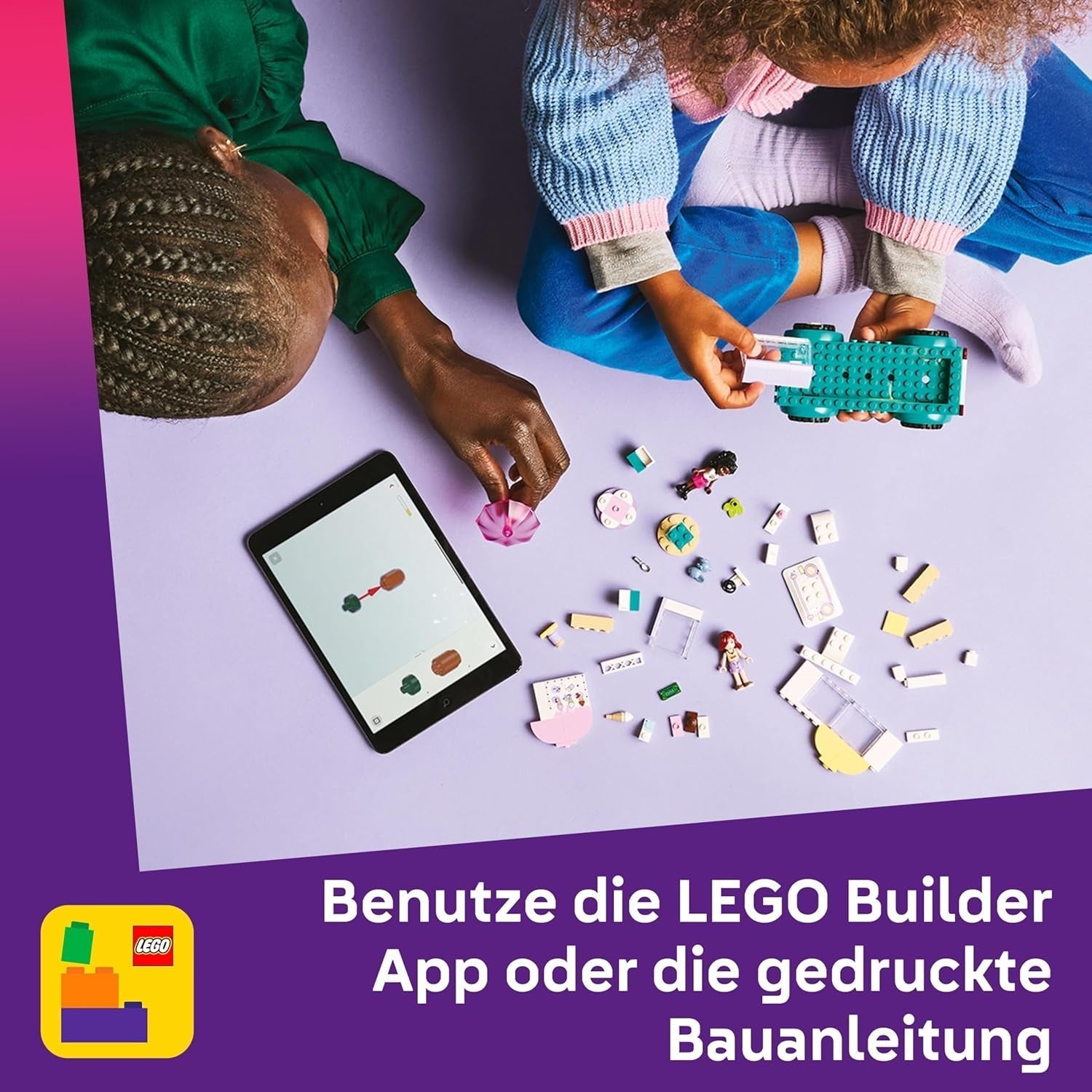 LEGO Friends Ciężarówka z lodami w Heartlake Zestaw do zabawy w udawanie 2 figurki i króliczek Zestaw do budowania 4-letnie dziewczynki Postać z minifigurką Zabawka do budowania 42644 Zestawy do budowania Besuche den LEGO-Store
