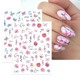 JMEOWIO Nagelsticker Frühling Blumen 10 Blatt Nail Art Naklejka Selbstklebend Nagelaufkleber Buntes Sommer Blumen Dekoration Nageldesign Zubehör