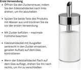 Szklany shaker Tescoma ze szczotkowanej stali nierdzewnej, idealny do białego/brązowego cukru, 225 ml