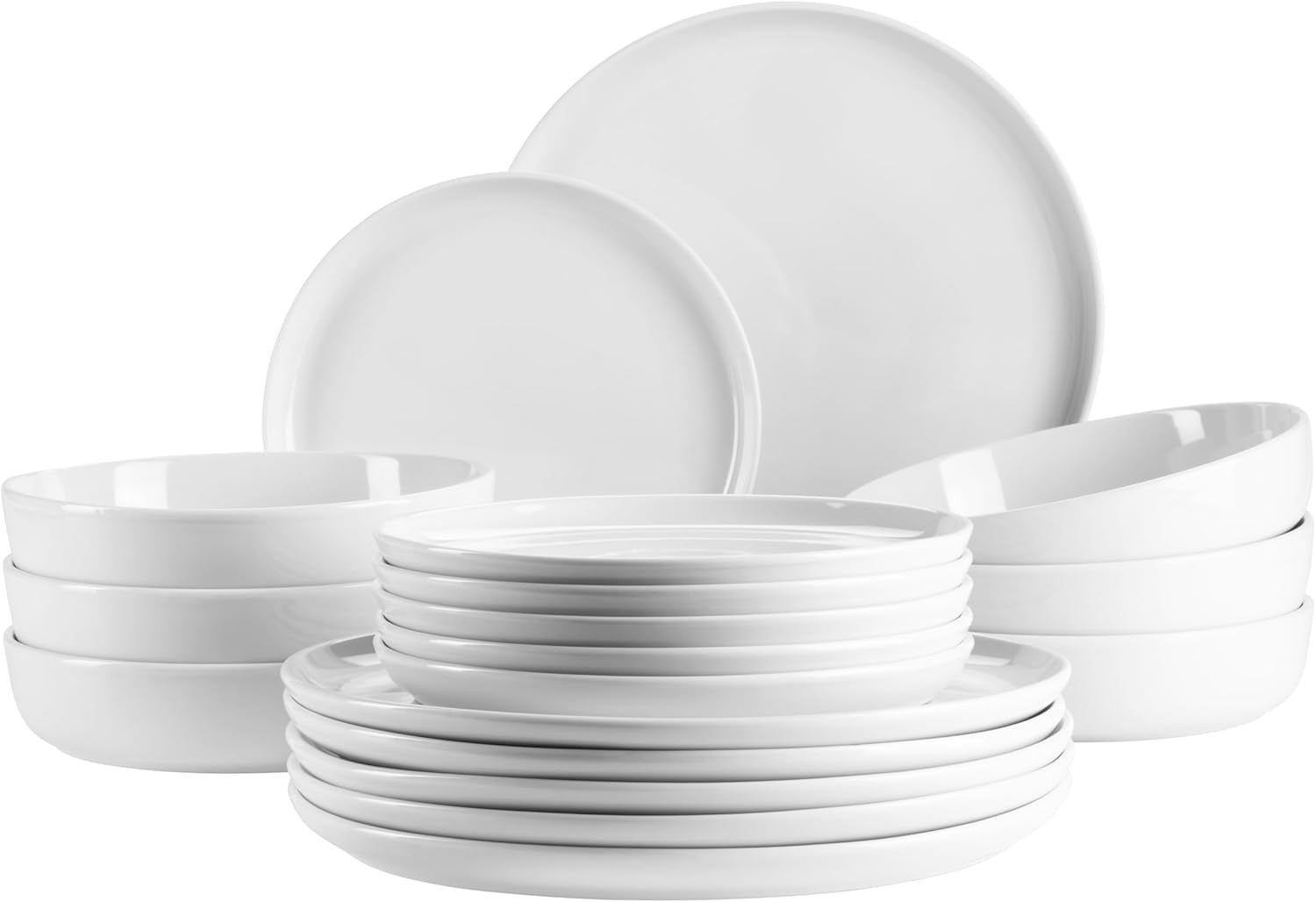 MĘSER, seria Navina, zestaw zastawy stołowej na 6 osób, biała porcelanowa zastawa stołowa, ponadczasowa, porcelana, biała